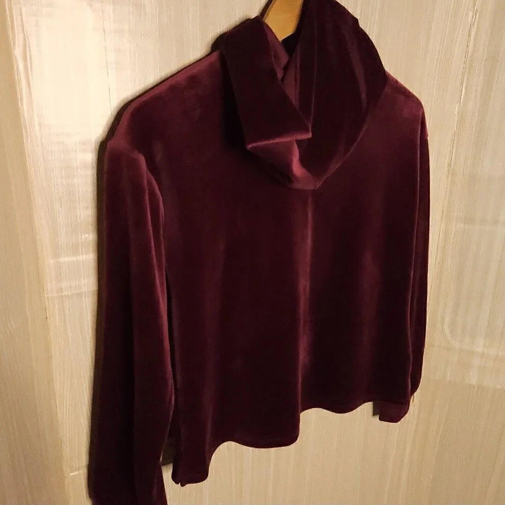 Justice Maroon Gold Velour Hooded Dance Sweatshirt 12